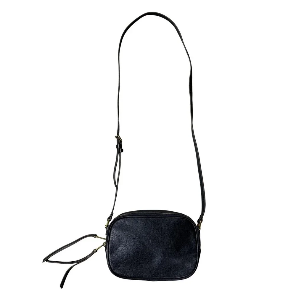 Fossil Crossbody Purse Maisie Black Leather Camera Bag Adjustable Shoulder Strap - Picture 3 of 15